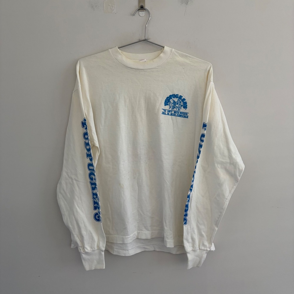 Vintage 1989 Fudpucker's Beachside Bar & Grill Long Sleeve T-Shirt White XL